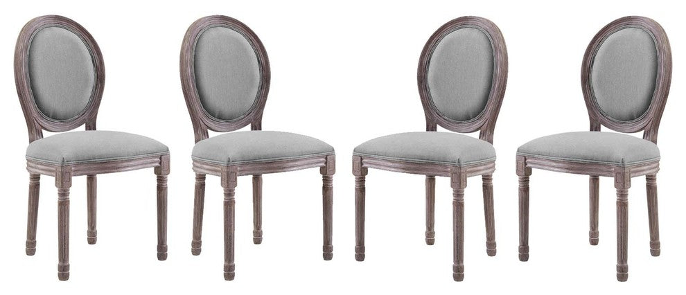 Emanate Dining Side Chair Upholstered Fabric Set of 4, Light Gray