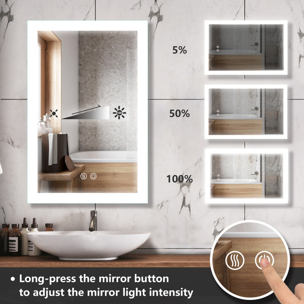 Vanity LED Lighted Backlit Wall Mounted Bathroom Mirror, 48x36", 2 Button