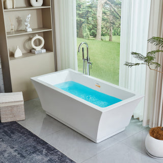 Freestanding Acrylic Bathtub, White/Titanium Gold, S, 59"