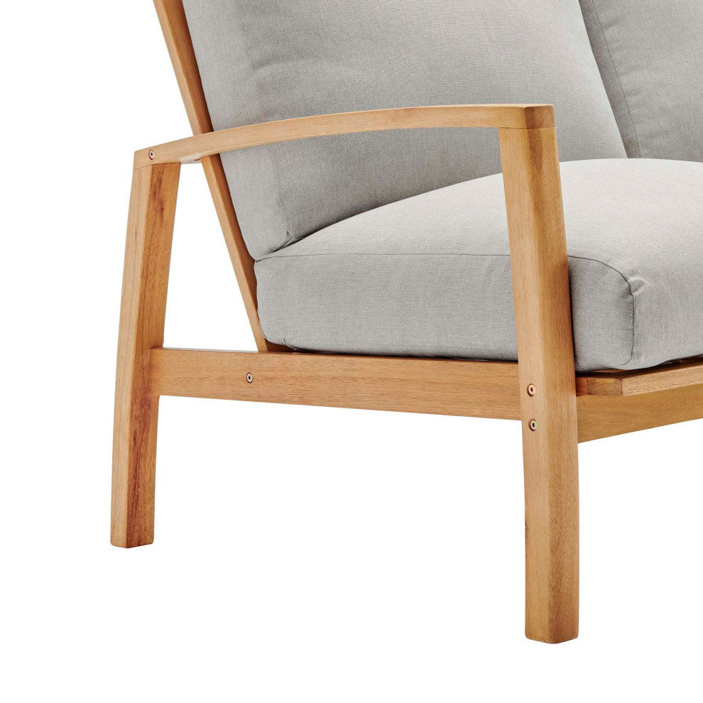 Lounge Sectional Sofa Chair Set, Wood, Brown Natural Gray, Modern, Outdoor