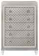 HomeRoots Champagne Toned Chest With Tapered Acrylic Legs and 5 Drawers