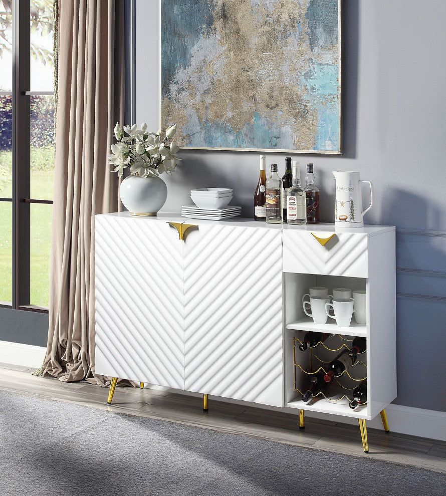 ACME Gaines Server in White High Gloss Finish