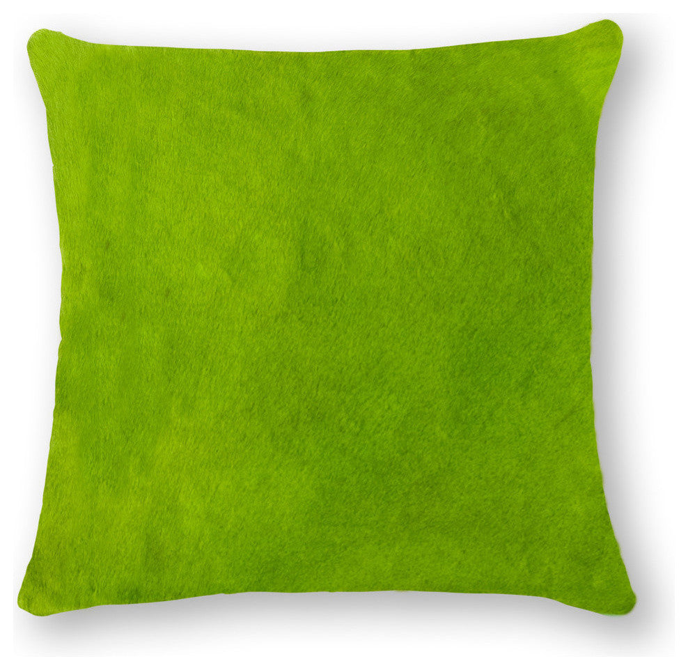 Natural Torino Cowhide Pillow 18"x18", Lime