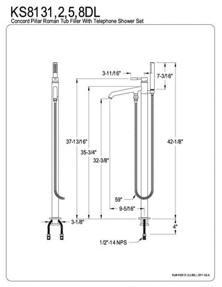 Concord Single Handle Pillar Roman Tub Filler with Telephone Shower Set