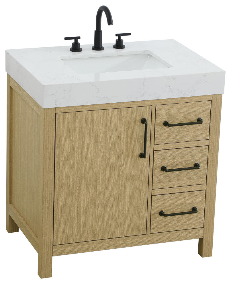 Home Living 32" Single Bathroom Vanity, Honey Brown