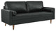 Modway Valour Modern Style Top Grain Leather Sofa in Black Finish