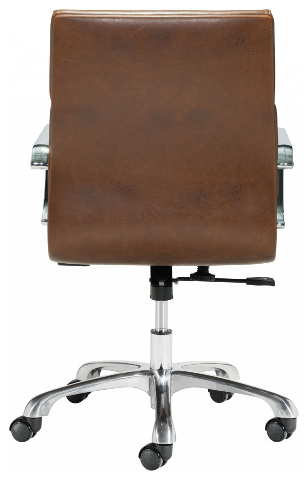 Vintage Look Brown Faux Leather Classic Rolling Office Chair