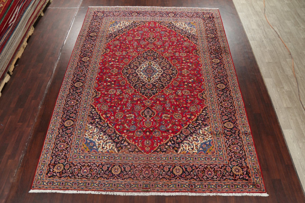 Consigned, Handmade Oriental Persian Vintage-Style Area Rug, Red, 10x13