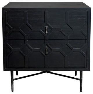 Samara 2-Drawer Recycled Pine Wood Nightstand, Dark Grey