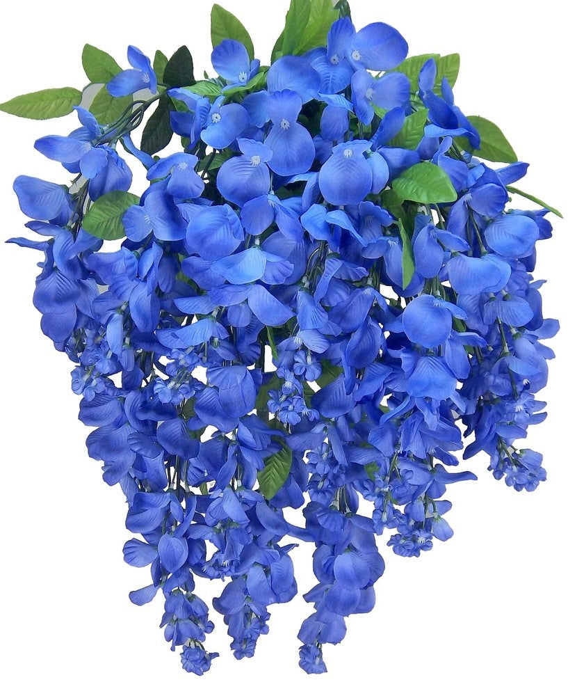 15 Stems Wisteria Long Hanging Bush Flowers, Periwinkle