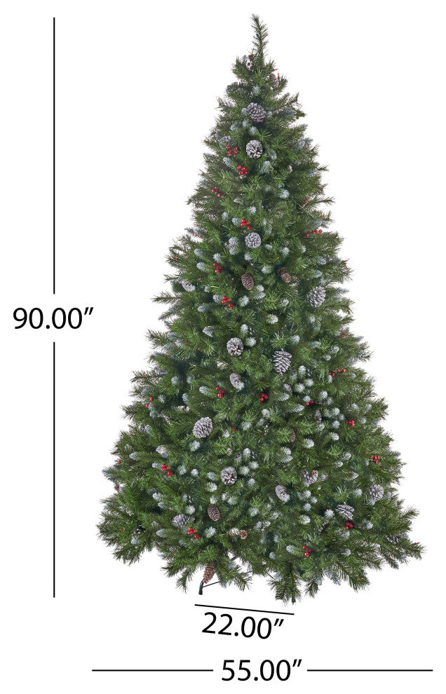 7.5' Mixed Spruce Artificial Christmas Tree, Pre-Lit Multi-Colored