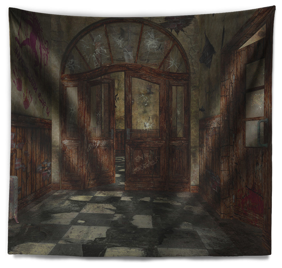 Abandoned Interior Landscape Painting Wall Tapestry, 39"x32"