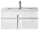 Mino White Wall Mounted Modern Single Bathroom Vanity, 40", Vanity, Sink