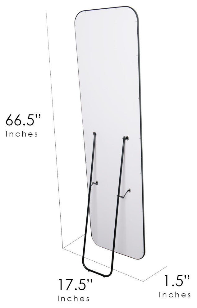Head West Black Steel Framed Full Length Floor Mirror with Easel - 17.5" x 66.5"