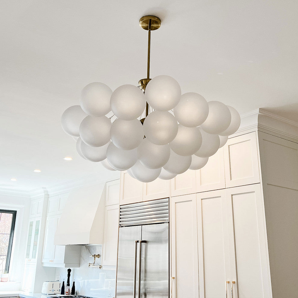 8-Light Contemporary Globe Chandelier Miles, Aged Brass