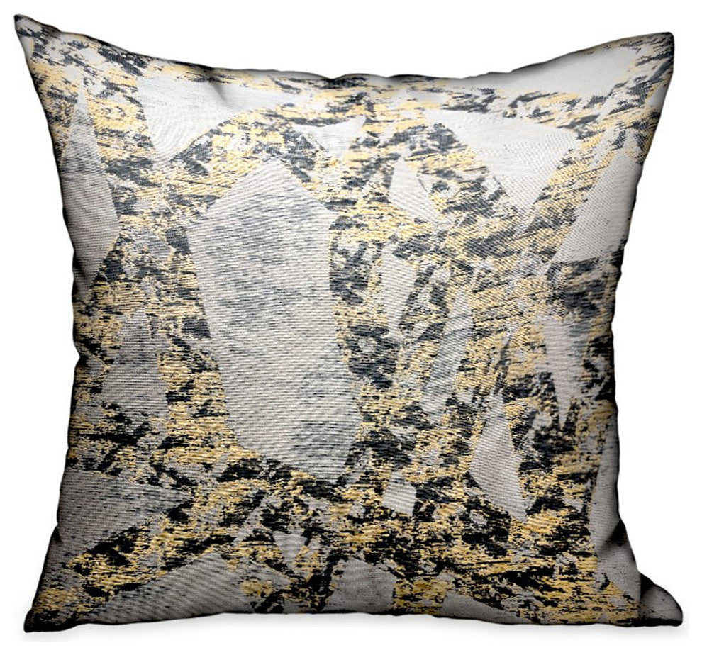 Plutus Craven Dust Gold, Gray Abstract Luxury Throw Pillow, 18"x18"