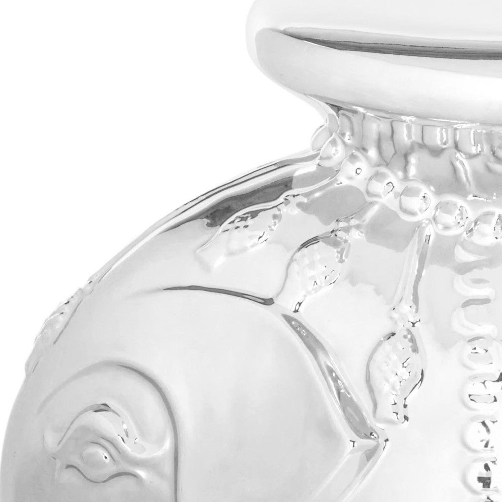 Safavieh Ceramic Elephant Stool, Silver