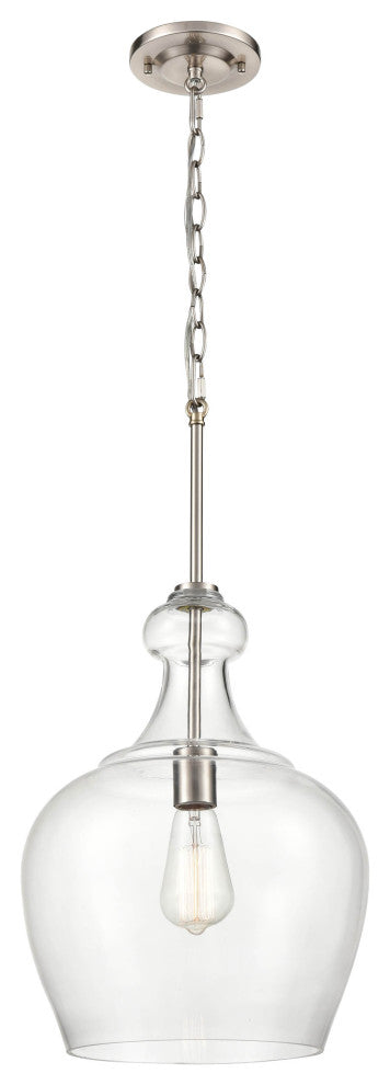 1 Light 12 in. Brushed Nickel Pendant