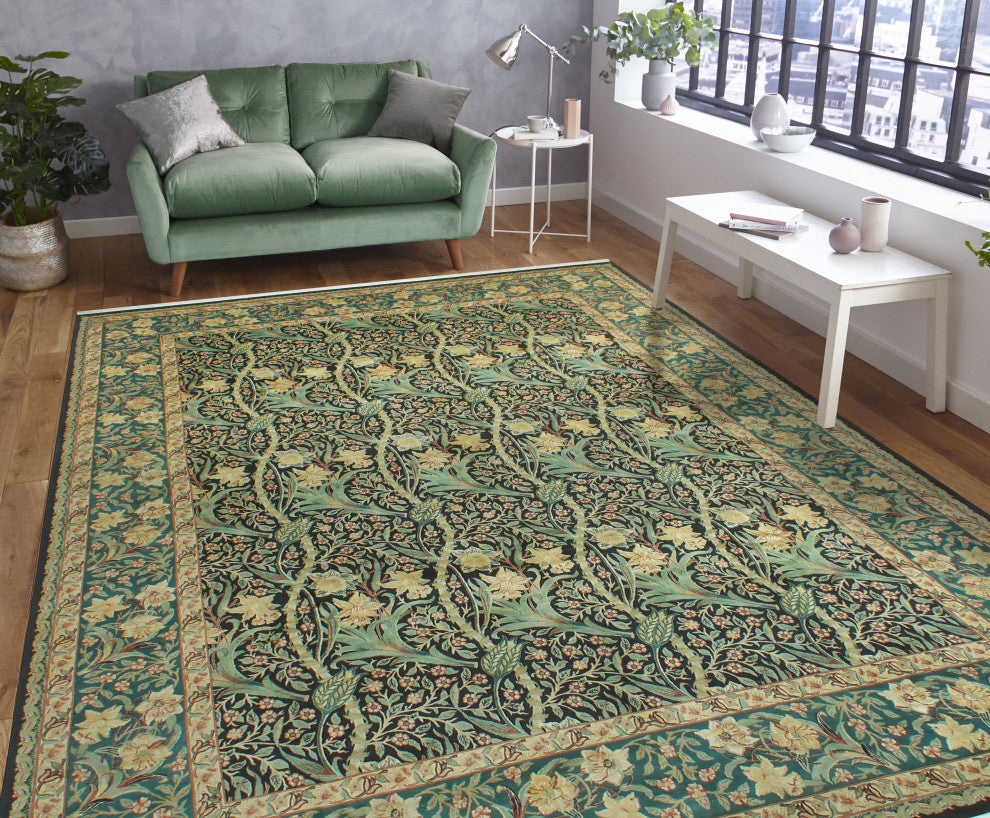 Pak-Persian Charleto Black/Green Rug, 10'1x14'1