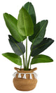 4' Travelers Palm Artificial Tree in Boho Chic Cotton Woven Planter With Tassels