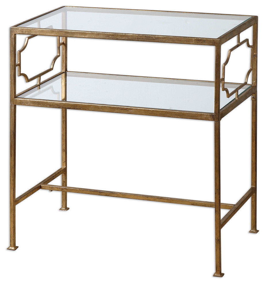 Uttermost Genell Side Table | Traditional Antique Gold Leaf Side Table