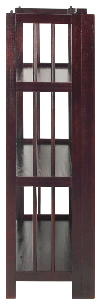 3 Shelf Folding Bookcase, Espresso, Large, 3 Shelf