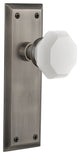 New York Plate Double Dummy Waldorf White Milk Glass Knob, Antique Pewter