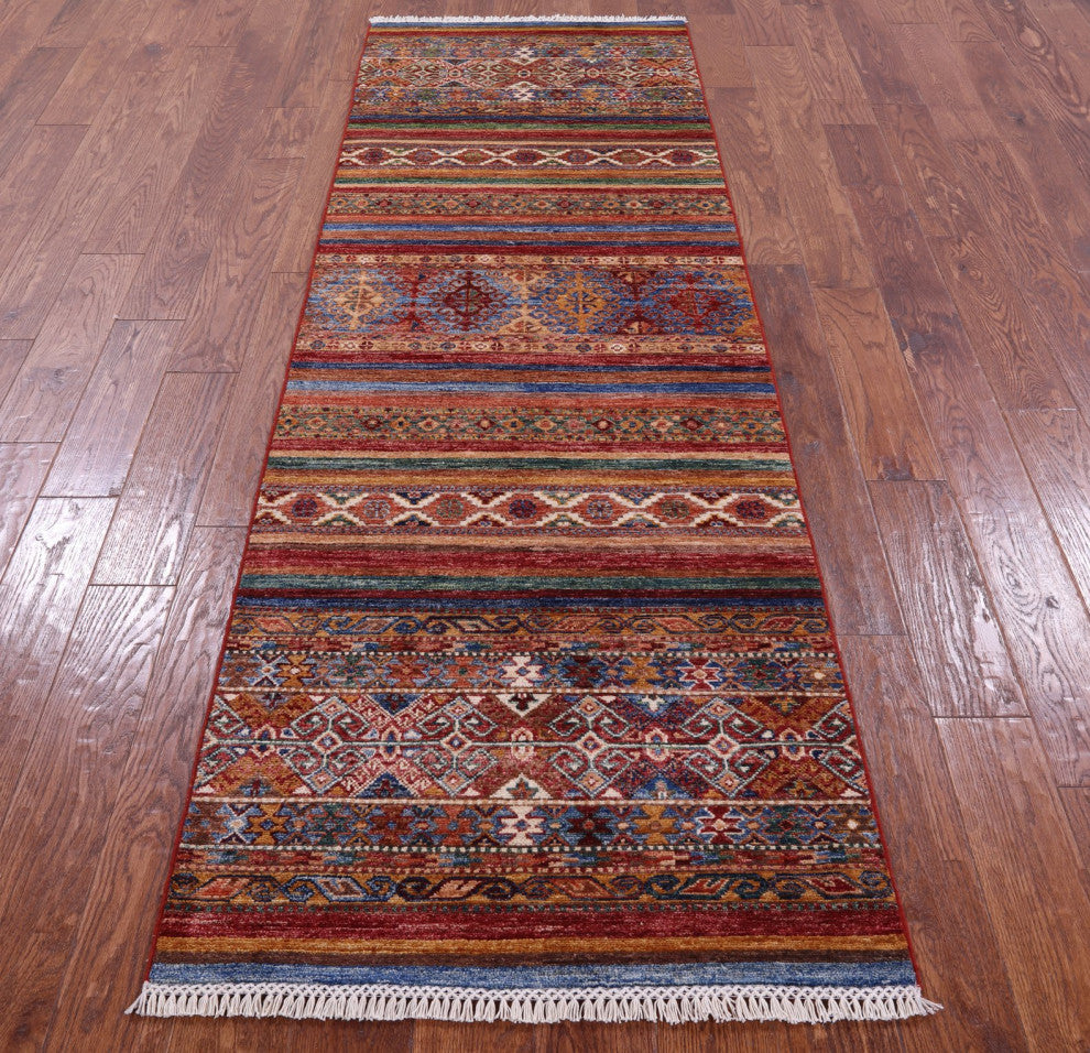 2' 9" X 8' 6" Runner Khorjin Super Kazak Handmade Wool Rug Q11242