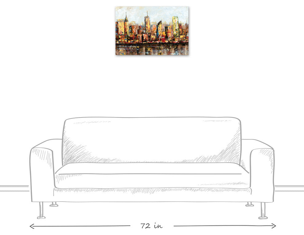 Rough Painted City Scape 24x16 Canvas Wall Art