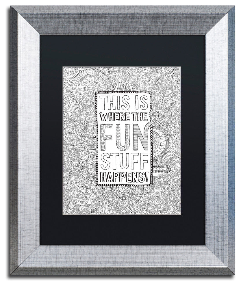 Hello Angel 'Where the Fun Stuff Happens' Art, Silver Frame, Black Mat, 14x11