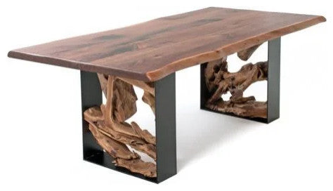 Modern Rustic Live Edge Table, Black Walnut, 48x96x31