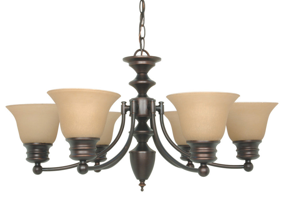 Empire 6 Light - 26" Chandelier With Champagne Linen Washed Glass