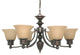 Empire 6 Light - 26" Chandelier With Champagne Linen Washed Glass