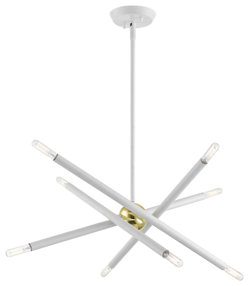 Livex Lighting Soho 8 Light White With Polished Brass Accents Chandelier