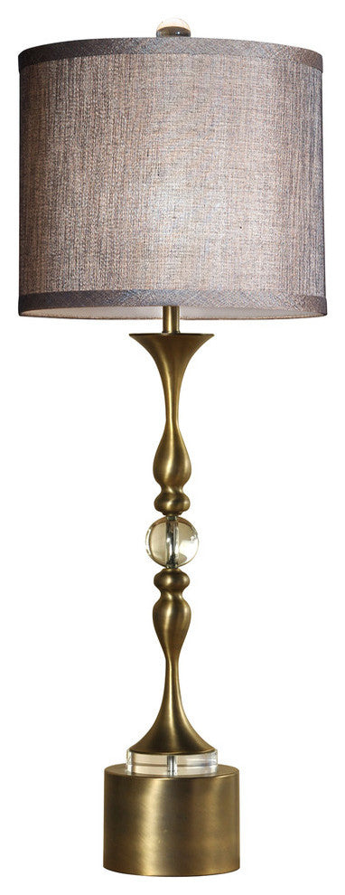 Tanga Table Lamp Matte Antique Brass Finish On Metal Body With Crystal Ball
