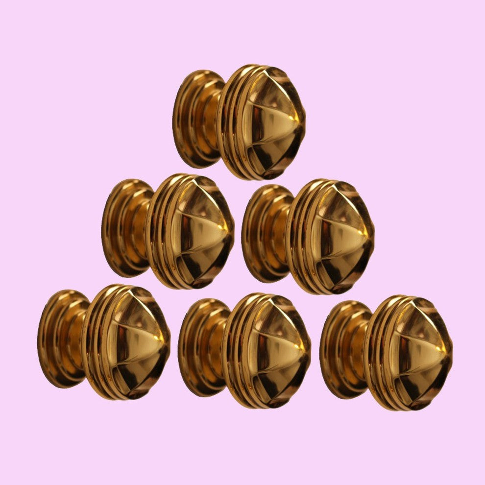 10 Cabinet Knob Bright Brass 1 1/4" Dia Octagonal |