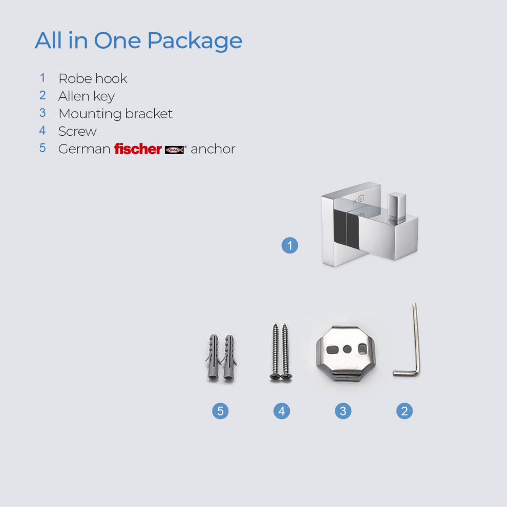 Cube Bathroom Robe Hook KBA1501, Chrome