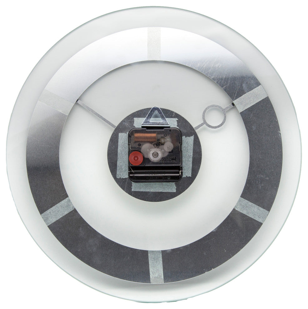 Retro Wall Clock, Clear Glass and Stainless Steel, Round, Battery Operated, Gold