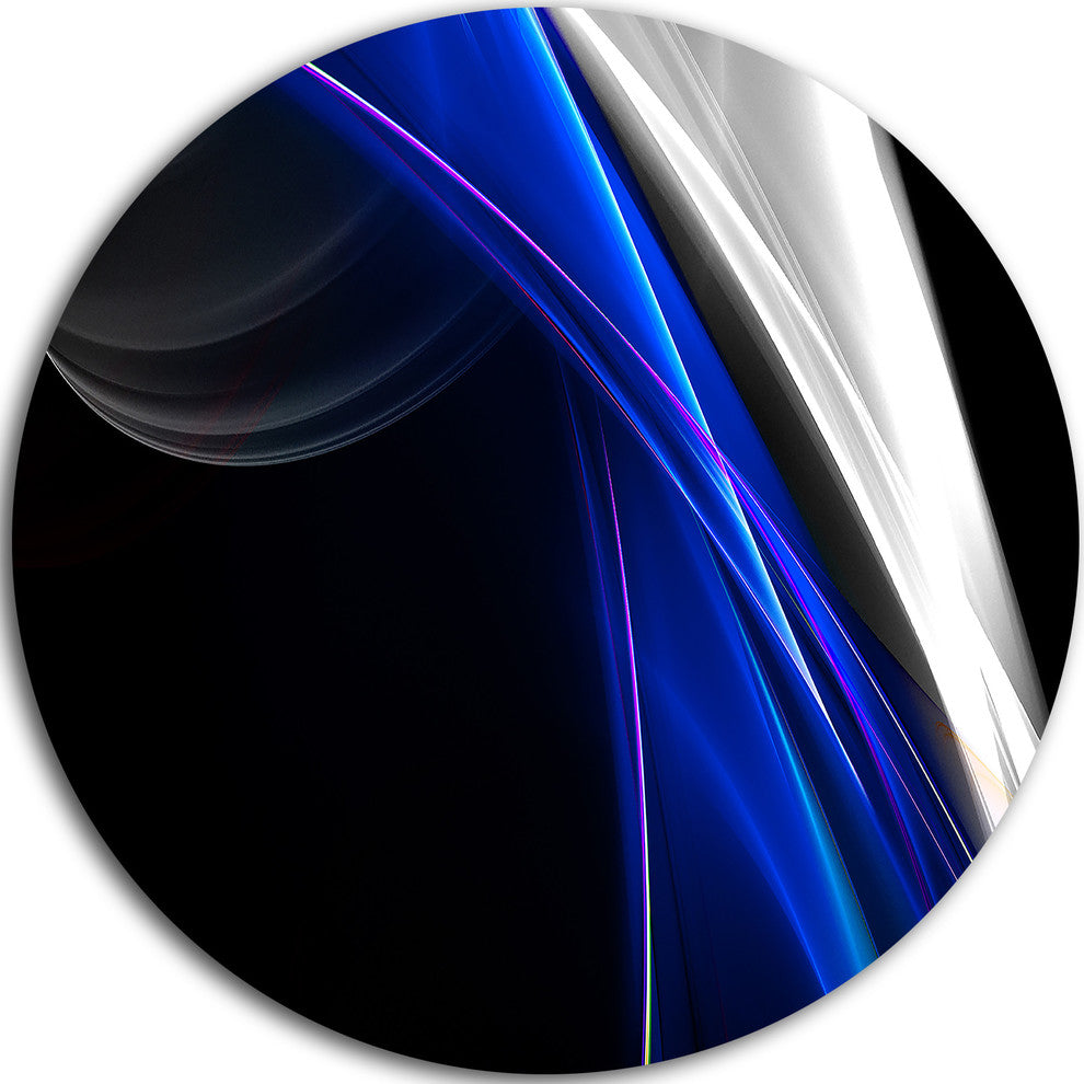 Glittering Blue Pattern, Abstract Digital Art Disc Metal Artwork, 23"