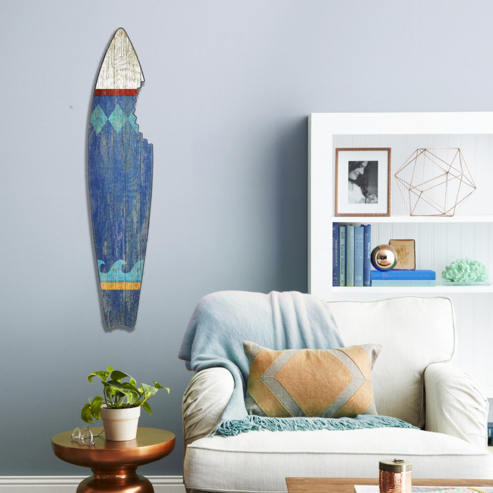 Vintage Sharkbite Blue Surfboard Wall Decor