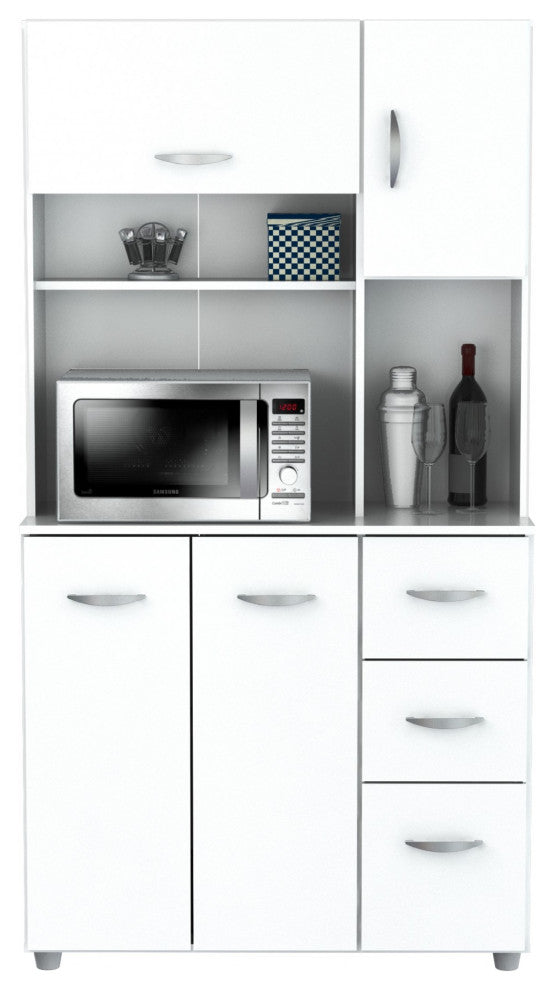HomeRoots White Finish Wood Kitchen Storage Cabinet
