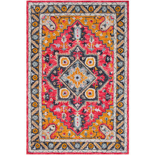 Surya Panipat PNP-2302 5'x7'6" Rug, Pink/Burnt Orange/Peach/Ivory/Taupe/Gray/Ink