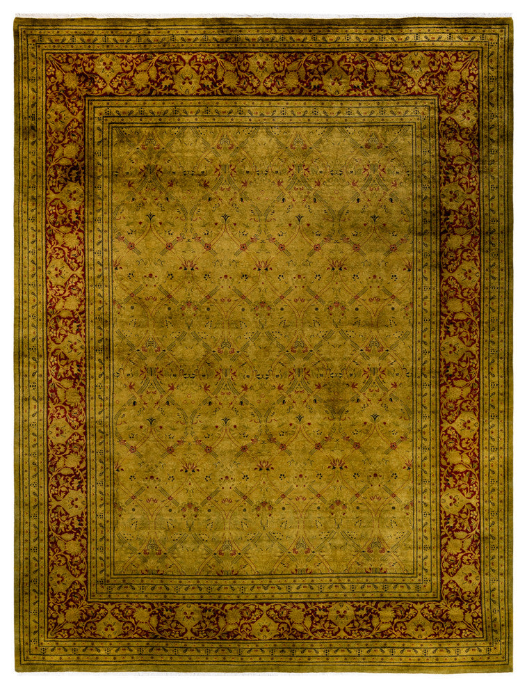 Fine Vibrance, One-of-a-Kind Hand-Knotted Area Rug Green, 9' 1" x 12' 0"