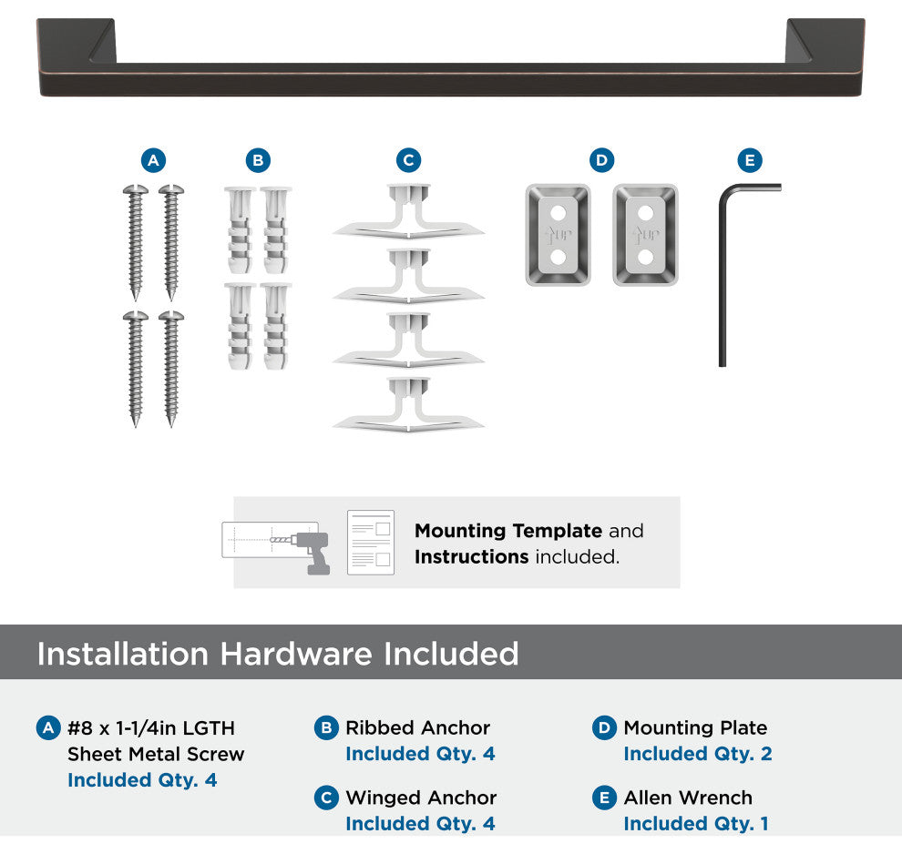 Amerock Blackrock Contemporary Towel Bar, Oil Rubbed Bronze, 18" Center-to-Cente