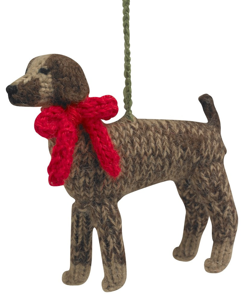 Hand-Knit German Short Haired Pointer Christmas Ornament