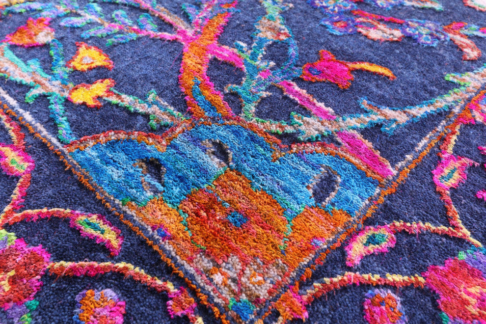Hand-Knotted Persian Sickle Leaf Design Wool and Silk Rug 9' 0" X 11' 9" Q11852
