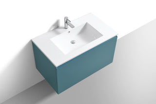 Balli 36'' Wall-Mount Modern Bathroom Vanity, Teal Green