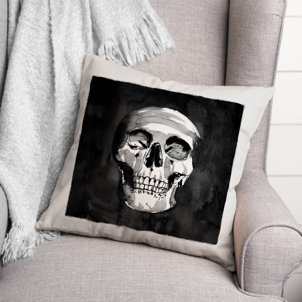 Watercolor Skull 16x16 Throw Pillow