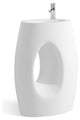 ADM Bathroom Oval Freestanding Pedestal Sink, White, 24", Glossy White