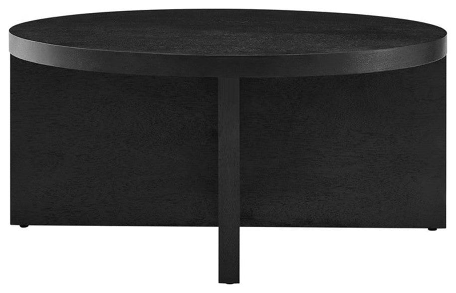 Modway Silas Round Modern Wood Coffee Table with X-Shaped Base in Black